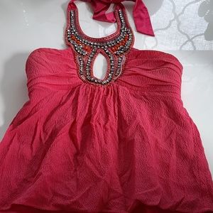 Bebe vintage top bright pink barbie